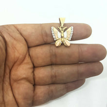 Load image into Gallery viewer, New 14k tri color solid Gold butterfly full body Pendant charm gift jewelry 4.2g
