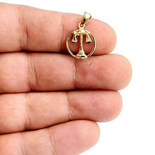 Load image into Gallery viewer, New 14k yellow Gold tiny libra zodiac sign round Pendant charm fine jewelry 1.2g
