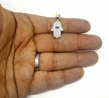 Load image into Gallery viewer, New 14k yellow gold khamsa hamsa hand eye Jewish religious cubic zirconia 2.5g
