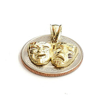 Load image into Gallery viewer, 10k yellow gold happy &amp; sad face theater pendant fine gift jewelry unisex 1.9g
