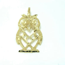 Load image into Gallery viewer, New 14k yellow gold owl full body pendant charm gift fine jewelry unisex 0.8g

