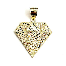 Load image into Gallery viewer, 10k yellow gold diamond shape pendant charm fine gift jewelry diamond cut 3.8g
