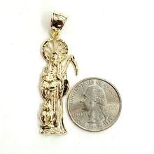 Load image into Gallery viewer, 10k yellow gold Santa Muerte holy death Pendant fine gift jewelry unisex 3.9g
