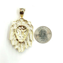 Load image into Gallery viewer, New 10k yellow solid Gold lion head face zodiac Pendant charm fine jewelry 9.6g
