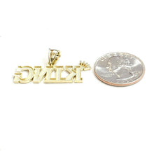 Load image into Gallery viewer, New 10k yellow Gold KING Crown word Pendant charm diamond cut fine jewelry 2.9g
