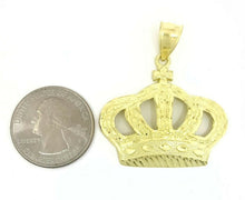 Load image into Gallery viewer, 10k yellow gold crown pendant charm fine jewelry gift necklace diamond cut 4.8g
