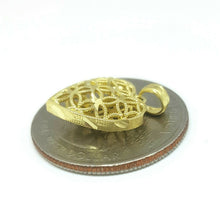 Load image into Gallery viewer, New 10k yellow Gold 3D filigree Heart necklace pendant fine gift jewelry 1.2g

