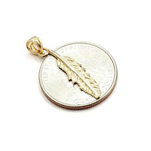 Load image into Gallery viewer, New 14k Yellow Gold solid feather Pendant Unisex gift fine jewelry 1g
