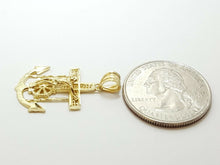 Load image into Gallery viewer, New 10k solid yellow Gold Jesus anchor and wheel Pendant charm fine jewelry 1.8g
