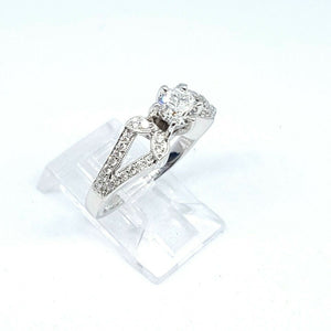 Pre-owned 0.58Ct Natural Diamond 18k White Gold Engagement Ring 6.35mm Size 5.75