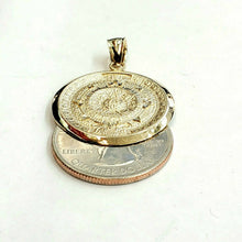 Load image into Gallery viewer, 14k yellow solid Gold Aztec Mayan sun calendar Azteca pendant jewelry 1.02" 3.9g
