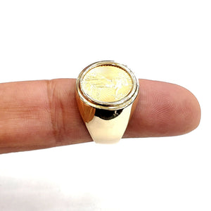 14K Gold plain men's coin ring size 10 13.5g 5 dollars 1/10 oz 22k American eagle