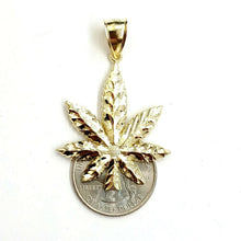 Load image into Gallery viewer, 10k yellow gold marijuana leaf weed pendant charm fine gift medical jewelry 3.5g
