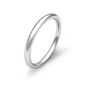 Mens Womens Solid 14K White Gold Plain Wedding Ring Band comfort fit 2MM Size 10