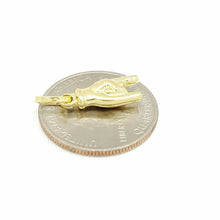 Load image into Gallery viewer, New 14K Yellow Gold 3D hollow Mano Cornuto horn Hand Sign Charm pendant 0.8g
