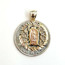 Load image into Gallery viewer, 14k tri color gold round virgin Mary Guadalupe pendant charm jewelry 0.74" 2.5g
