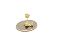 Load image into Gallery viewer, New 14k yellow Gold Hawaiian flower Earring Push Back Fastening with zirconia 2g
