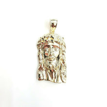 Load image into Gallery viewer, 10k yellow gold Jesus face head pendant charm fine men's religious jewelry 13.2g
