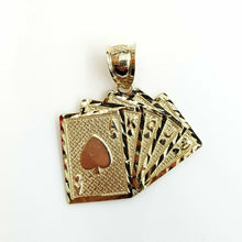 Load image into Gallery viewer, 10k yellow solid Gold playing card Pendant charm casino fine jewelry unisex 2.2g

