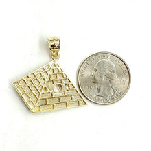 Load image into Gallery viewer, 10k yellow solid Gold Egyptian pyramid eye Pendant diamond cut fine jewelry 4g
