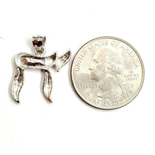 Load image into Gallery viewer, 14k white gold chai Hay Jewish kabbalah god pendant charm religious jewelry 2.4g

