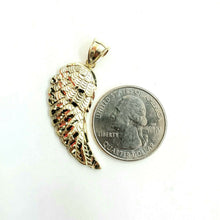 Load image into Gallery viewer, 10k Yellow Gold Single Angel Wing Pendant Diamond Cut Unisex fine jewelry 2.6g
