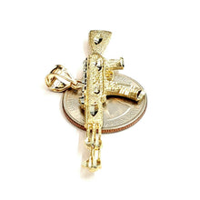 Load image into Gallery viewer, 14k yellow Gold AK-47 machine gun military rifle Pendant charm fine gift 10.3g
