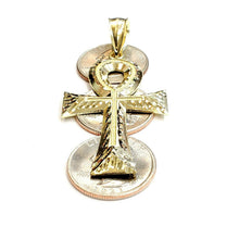 Load image into Gallery viewer, 10k yellow gold Egyptian ankh cross pendant charm fine religious jewelry 5.7g
