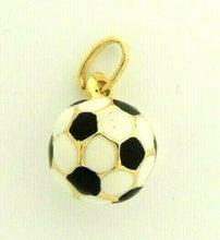 Load image into Gallery viewer, 14k yellow Gold enamel hollow soccer ball 3D Pendant charm fine gift 0.47" 1.7g

