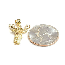 Load image into Gallery viewer, 14k yellow Gold deer buck male head Hunting Pendant charm gift  jewelry 1.9g
