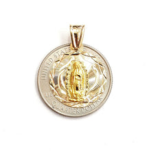 Load image into Gallery viewer, 14k yellow gold round virgin Mary Guadalupe religious pendant diamond cut 2.2g
