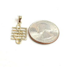 Load image into Gallery viewer, 14k solid yellow Gold music sign note Pendant diamond cut fine jewelry gift 1.2g
