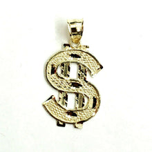 Load image into Gallery viewer, New 10k yellow gold dollar sign diamond cut unisex lucky pendant charm gift 2.7g
