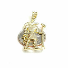Load image into Gallery viewer, 10k yellow Gold Egypt jackal god Anubis holding Ankh Pendant fine jewelry 3.2g
