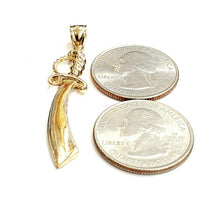Load image into Gallery viewer, New 14k yellow Gold solid sword Machete Pendant charm gift fine jewelry 3.2g
