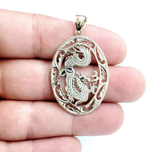 Load image into Gallery viewer, 14k yellow Gold oval dragon Pendant charm solid gift fine jewelry unisex 4.5g
