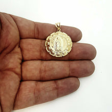 Load image into Gallery viewer, 10k yellow gold round virgin Guadalupe Pendant fine religious jewelry 1.04" 2.1g
